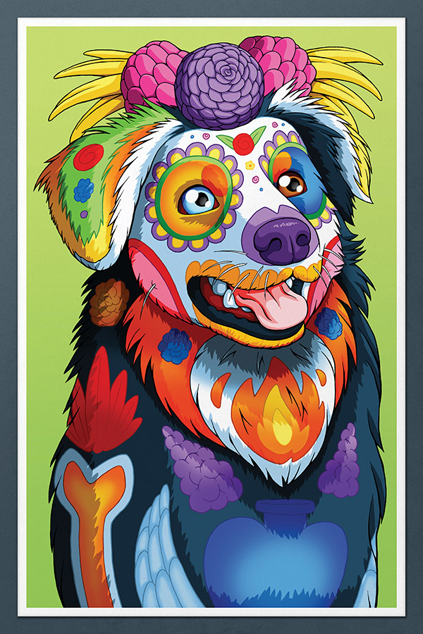 Day of the Dead cheapest Dog German Shepherd Canvas Giclée - 