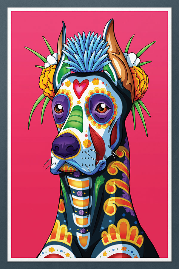 Day of popular the Dead Dog Beagle Canvas Giclée - 