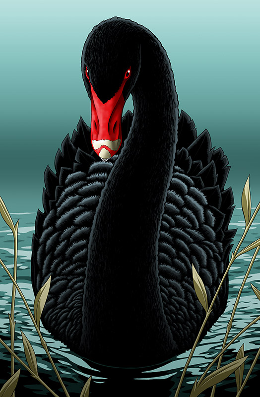 Lokomotiv igennem Hollywood Dark Bird Art Print - "Black Swan" - Nicholas Ivins