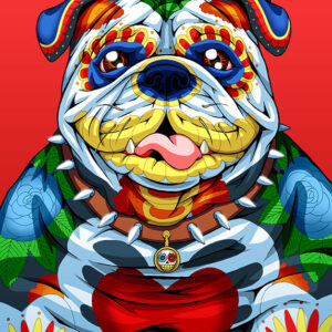 Day of the Dead Dog Pitbull Canvas Giclée - shops 